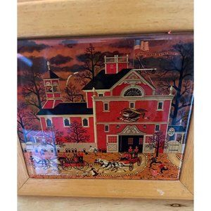 Vintage Folk Art Wood Framed Wall Art Trivet